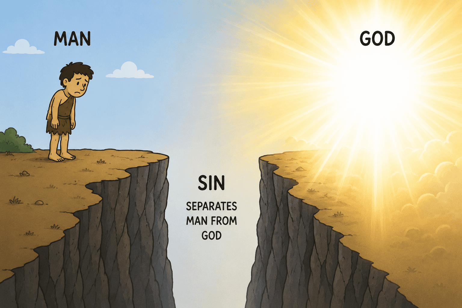 The gap between humanity and God caused by sin
